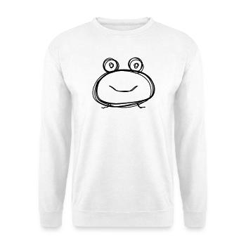 Frosch handgezeichnet - Unisex Pullover - Weiß - Vorne - Alina (178cm) & Michal (187cm)