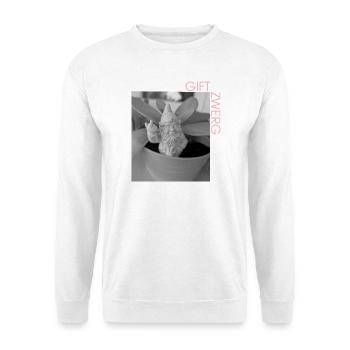 Gartenzwerg im Monochrom-Look - Unisex Pullover - Weiß - Vorne - Alina (178cm) & Michal (187cm)