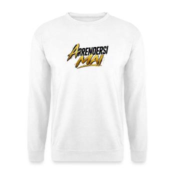 Niemals kapitulieren – Giò | Offizielles Design - Unisex Pullover - Weiß - Vorne - Alina (178cm) & Michal (187cm)