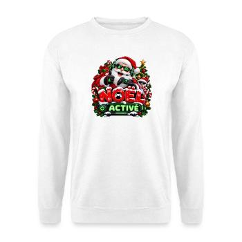 Gamer Weihnachtsmodus aktiviert – Santa Claus Player 3D - Unisex Pullover - Weiß - Vorne - Alina (178cm) & Michal (187cm)