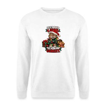 Weihnachtskatze mit Lichterkette - Unisex Pullover - Weiß - Vorne - Alina (178cm) & Michal (187cm)