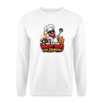 Kochzauberer – Mehr als Kochen - Unisex Pullover - Weiß - Vorne - Alina (178cm) & Michal (187cm)