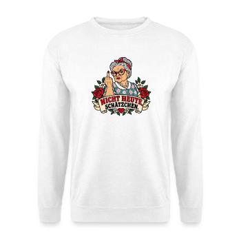 Nicht heute, Schätzchen! – Freche Oma - Unisex Pullover - Weiß - Vorne - Alina (178cm) & Michal (187cm)