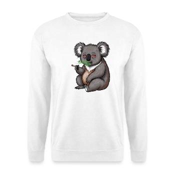 Cartoon Koala raucht Gras - Unisex Pullover - Weiß - Vorne - Alina (178cm) & Michal (187cm)