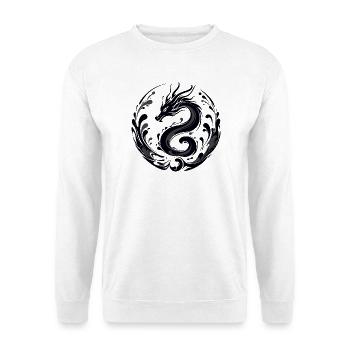 Drachenzeichnung Kunst Abstrakte Tiermalerei - Unisex Pullover - Weiß - Vorne - Alina (178cm) & Michal (187cm)