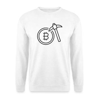 Bitcoin-Mining-Linien-Symbol - Unisex Pullover - Weiß - Vorne - Alina (178cm) & Michal (187cm)