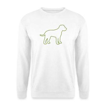 Hundesilhouette in Linienkunst - Unisex Pullover - Weiß - Vorne - Alina (178cm) & Michal (187cm)