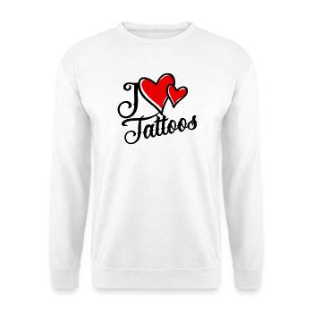 I Love Tattoos - Unisex Pullover - Weiß - Vorne - Alina (178cm) & Michal (187cm)