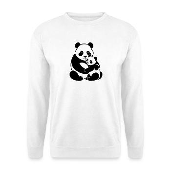 Panda-Baby und Mama - Unisex Pullover - Weiß - Vorne - Alina (178cm) & Michal (187cm)
