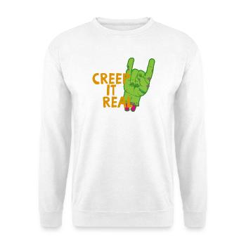 Zombiehand Metal-Horns Creep It Real - Unisex Pullover - Weiß - Vorne - Alina (178cm) & Michal (187cm)