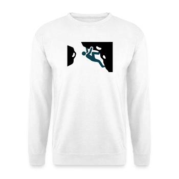 Boulderer Ueberhang Silhouette - Unisex Pullover - Weiß - Vorne - Alina (178cm) & Michal (187cm)