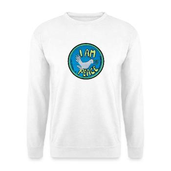 ICH BIN FRIEDEN - Unisex Pullover - Weiß - Vorne - Alina (178cm) & Michal (187cm)