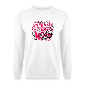Ohne KI entwickelt - Unisex Pullover - Weiß - Vorne - Alina (178cm) & Michal (187cm)