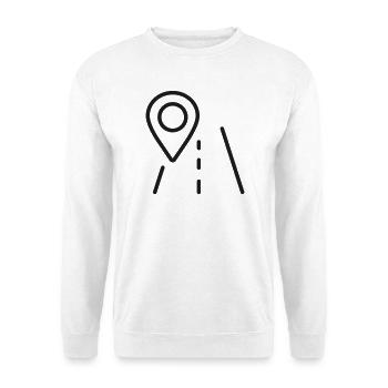 GPS-Straßennavigationslinien-Symbol - Unisex Pullover - Weiß - Vorne - Alina (178cm) & Michal (187cm)