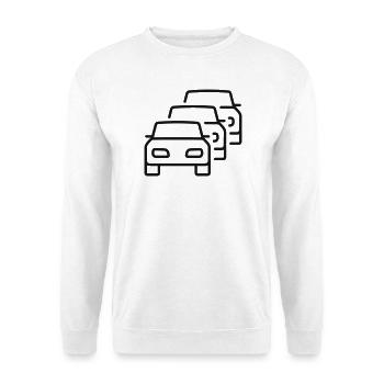 Symbol der Autoverkehrslinie - Unisex Pullover - Weiß - Vorne - Alina (178cm) & Michal (187cm)