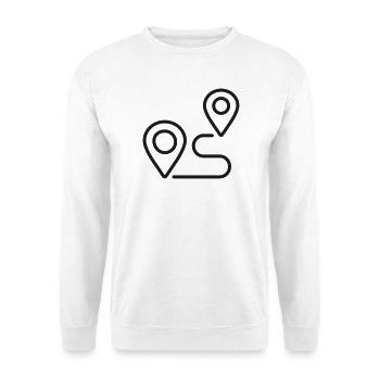GPS-Routen-Navigationslinien-Symbol - Unisex Pullover - Weiß - Vorne - Alina (178cm) & Michal (187cm)