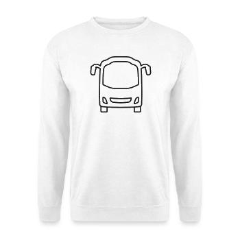 Bus-Frontlinien-Symbol - Unisex Pullover - Weiß - Vorne - Alina (178cm) & Michal (187cm)