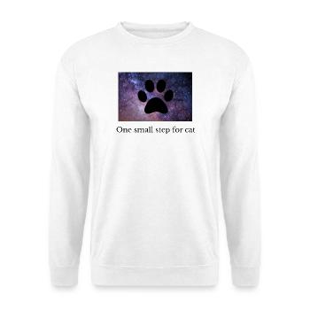 Pfotenabdruck Galaxie Katze niedlich Geschenkidee  - Unisex Pullover - Weiß - Vorne - Alina (178cm) & Michal (187cm)