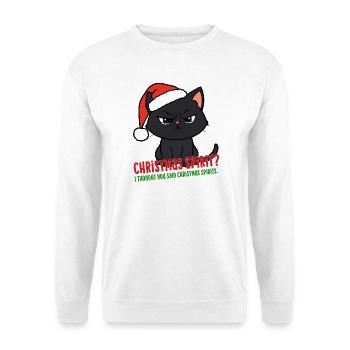 Weihnachtskatze Weihnachtsmütze Lustiger Weihnachtsgeister Humor - Unisex Pullover - Weiß - Vorne - Alina (178cm) & Michal (187cm)
