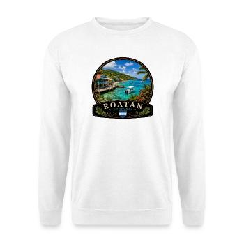 Roatán Honduras Karibik Insel Urlaub Vintage - Unisex Pullover - Weiß - Vorne - Alina (178cm) & Michal (187cm)