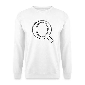 Buchstabe Q handgezeichnet - Unisex Pullover - Weiß - Vorne - Alina (178cm) & Michal (187cm)