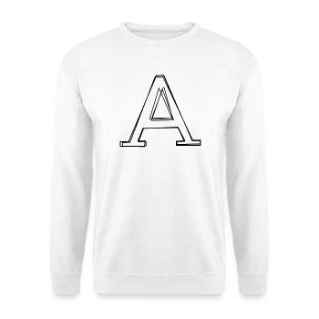 Buchstabe A handgezeichnet - Unisex Pullover - Weiß - Vorne - Alina (178cm) & Michal (187cm)