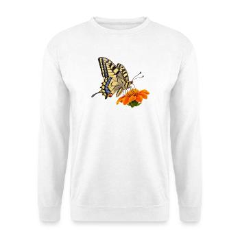 Schmetterling Schwalbenschwanz - Unisex Pullover - Weiß - Vorne - Alina (178cm) & Michal (187cm)