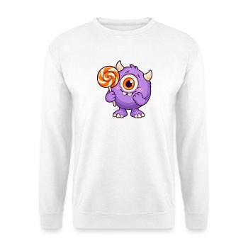 Niedliches Zyklopenmonster mit Lutscher - Unisex Pullover - Weiß - Vorne - Alina (178cm) & Michal (187cm)