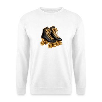 Rollschuhe Schwarz-Gold - Unisex Pullover - Weiß - Vorne - Alina (178cm) & Michal (187cm)