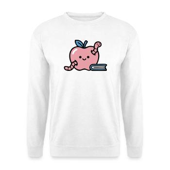 Classroom Apfel Logo - Unisex Pullover - Weiß - Vorne - Alina (178cm) & Michal (187cm)
