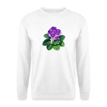 Afrikanische Veilchen - Unisex Pullover - Weiß - Vorne - Alina (178cm) & Michal (187cm)