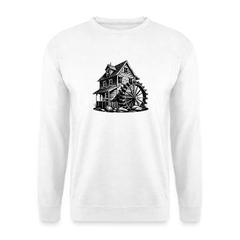 Alte Getreidemühle - Unisex Pullover - Weiß - Vorne - Alina (178cm) & Michal (187cm)