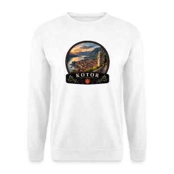 Kotor Montenegro Altstadt Bucht Urlaub Vintage - Unisex Pullover - Weiß - Vorne - Alina (178cm) & Michal (187cm)