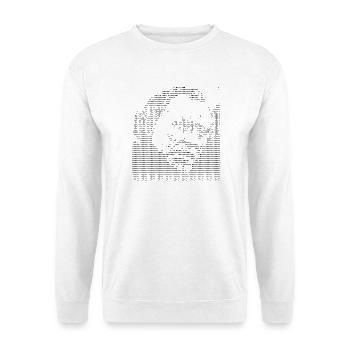 Charles Bukowski ASCII-Kunst - Unisex Pullover - Weiß - Vorne - Alina (178cm) & Michal (187cm)