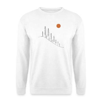 Dusk Pines Silhouette auf Hügel - Unisex Pullover - Weiß - Vorne - Alina (178cm) & Michal (187cm)