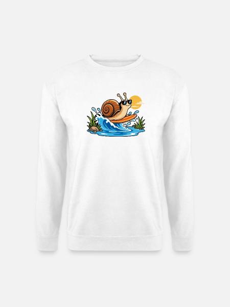Surfing Snail - Unisex Pullover - Weiß