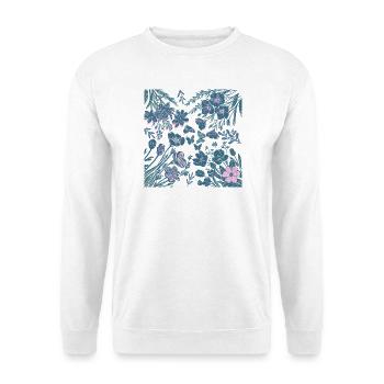 Nachtaktive Blüte - Unisex Pullover - Weiß - Vorne - Alina (178cm) & Michal (187cm)