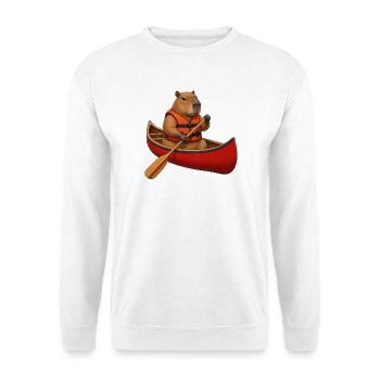 Capybara beim Kanufahren - Unisex Pullover - Weiß - Vorne - Alina (178cm) & Michal (187cm)