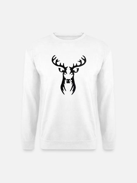 Stilisierte Hirschkopf-Silhouette - Unisex Pullover - Weiß