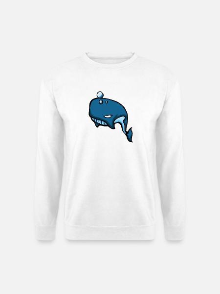 Coole Blue Whale Cartoon-Grafik - Unisex Pullover - Weiß