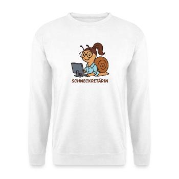 SCHNECKRETÄRIN - Unisex Pullover - Weiß - Vorne - Alina (178cm) & Michal (187cm)