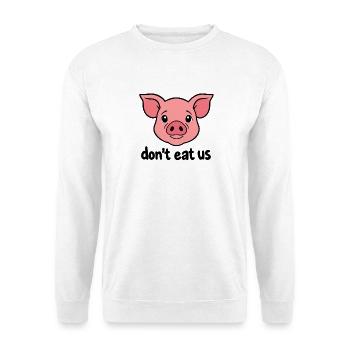 Schwein bittet darum, kein Fleisch zu essen - Unisex Pullover - Weiß - Vorne - Alina (178cm) & Michal (187cm)