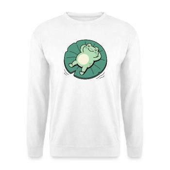 Blattschlummerfrosch - Unisex Pullover - Weiß - Vorne - Alina (178cm) & Michal (187cm)