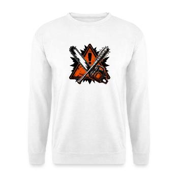 Kettensäge Baseballschläger Thrash Metal Shirt - Unisex Pullover - Weiß - Vorne - Alina (178cm) & Michal (187cm)