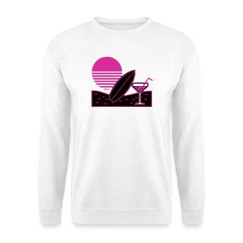 Surfbrett Cocktail Strand Logo - Unisex Pullover - Weiß - Vorne - Alina (178cm) & Michal (187cm)