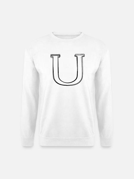 Buchstabe U handgezeichnet - Unisex Pullover - Weiß