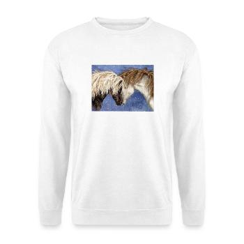 Islandpferde-Freunde - Unisex Pullover - Weiß - Vorne - Alina (178cm) & Michal (187cm)