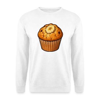 Bananen Muffin Illustration - Unisex Pullover - Weiß - Vorne - Alina (178cm) & Michal (187cm)
