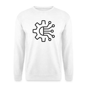 KI-Technologie Zahnrad-Symbol - Unisex Pullover - Weiß - Vorne - Alina (178cm) & Michal (187cm)