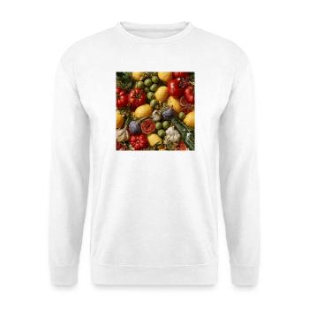 Mittelmeer-Obstkorb - Unisex Pullover - Weiß - Vorne - Alina (178cm) & Michal (187cm)